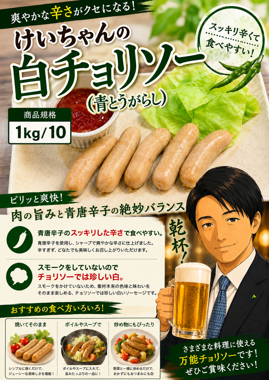 けいちゃんの白チョリソー（青唐辛子）