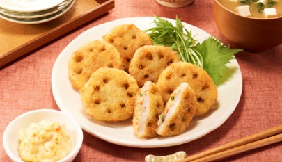 蓮根と鶏ひき肉のフライ