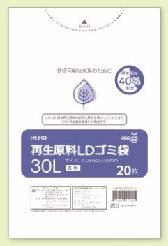 再生原料LDゴミ袋／透明　30L